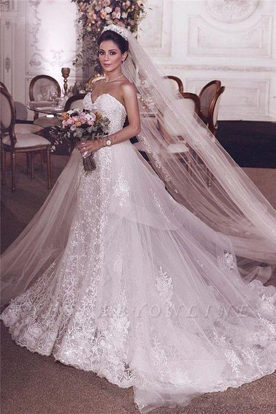vintage full lace 2020 wedding dresses crystal beading overskirts long formal bridal gowns sweetheart neck plus size vestidos de novia, White
vintage full lace 2020 wedding dresses crystal beading overskirts long formal bridal gowns sweetheart neck plus size vestidos de novia, White