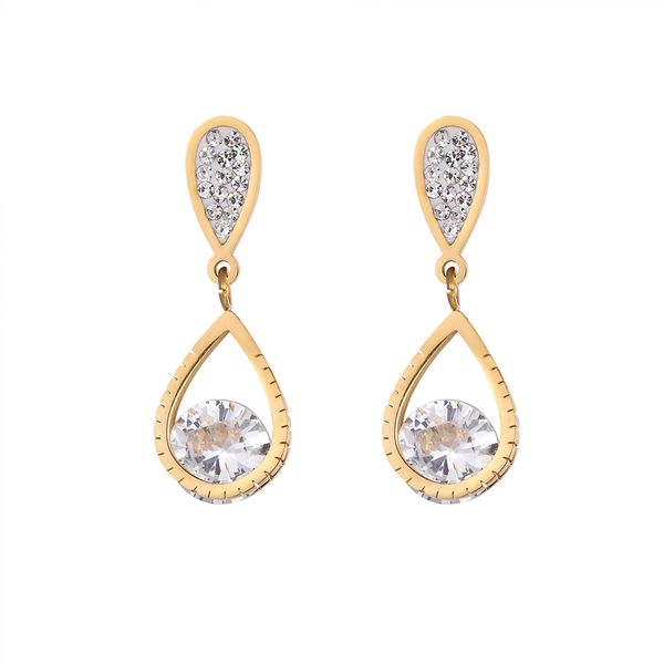 beautiful water drop shape hang shiny crystal drop earring stainless steel jewelry gold and rose gold color earring wedding gift, Silver
beautiful water drop shape hang shiny crystal drop earring stainless steel jewelry gold and rose gold color earring wedding gift, Silver