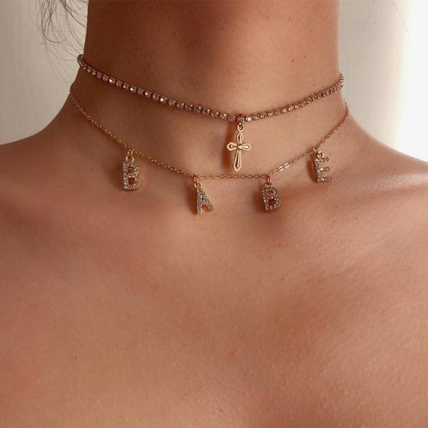 lacteo shiny rhinestone letter babe cross pendant necklace luxury crystal double layer clavicle chain choker necklace for women, Silver
lacteo shiny rhinestone letter babe cross pendant necklace luxury crystal double layer clavicle chain choker necklace for women, Silver