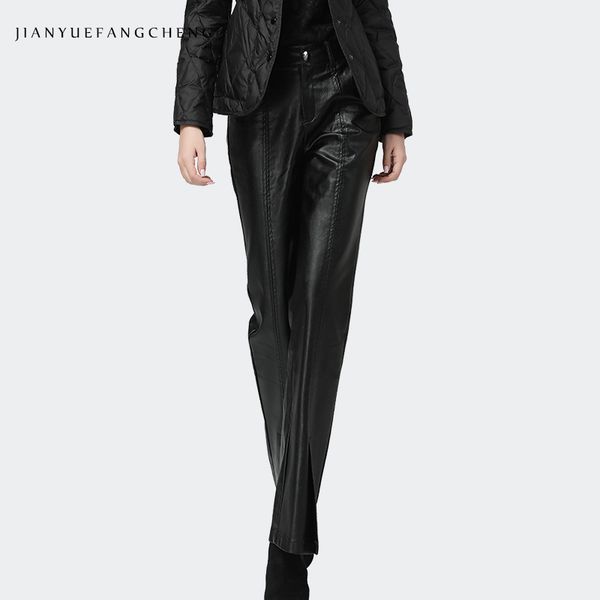 fashion black pu leather women' pants high waist thin outwear tight straight long trousers autumn new split lady wide leg pants, Black;white
fashion black pu leather women' pants high waist thin outwear tight straight long trousers autumn new split lady wide leg pants, Black;white
