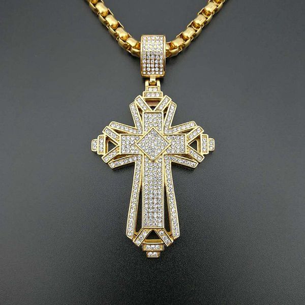 pendant necklaces hip hop bling iced out gold color stainless steel big cross pendants for men rapper jewelry drop, Silver
pendant necklaces hip hop bling iced out gold color stainless steel big cross pendants for men rapper jewelry drop, Silver