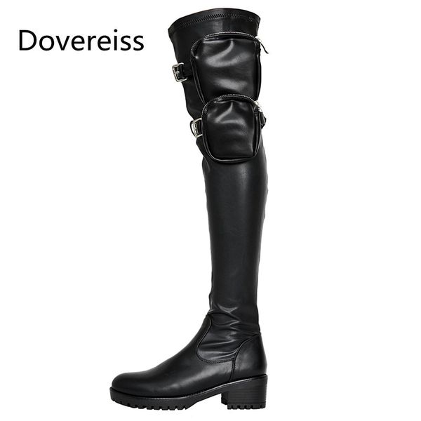 dovereiss fashion women's shoes flats winter elegant concise zipper mature motercycle boots over the knee boots, Black
dovereiss fashion women's shoes flats winter elegant concise zipper mature motercycle boots over the knee boots, Black
