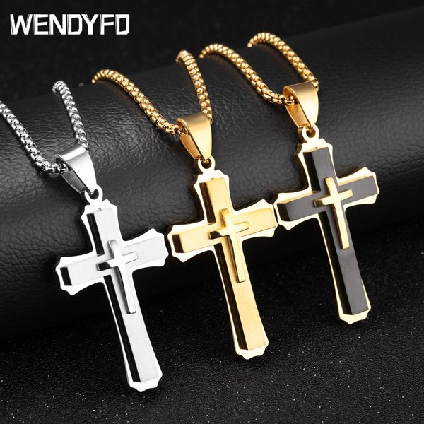 new men cross pendant necklace gold color stainless steel male hip hop long chain cross necklaces christian jewelry accessories, Silver
new men cross pendant necklace gold color stainless steel male hip hop long chain cross necklaces christian jewelry accessories, Silver