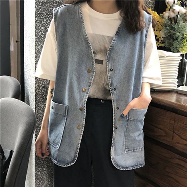 simple chic 2020 women vests jackets autumn sleeveless solid soft fashion popular work outwear denim blue vest, Black;white
simple chic 2020 women vests jackets autumn sleeveless solid soft fashion popular work outwear denim blue vest, Black;white