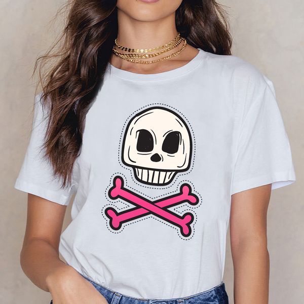 t shirt women smiling skull funny harajuku custom female shirt