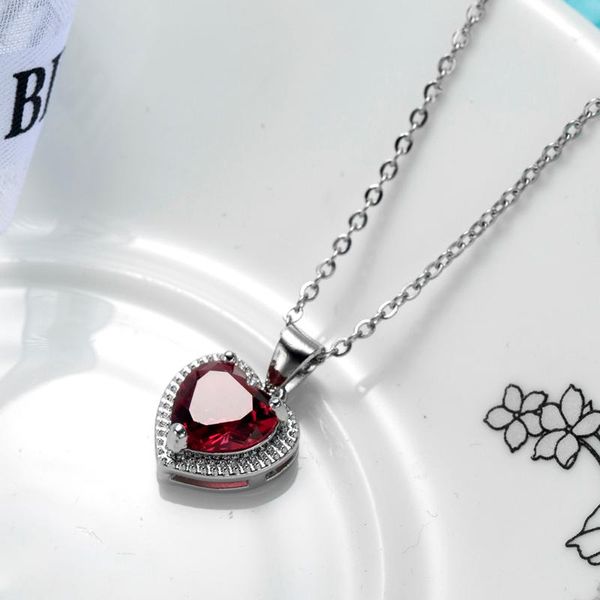 pendant necklaces luxury female crystal red green zircon stone necklace cute wedding aesthetic cubic heart for girls, Silver
pendant necklaces luxury female crystal red green zircon stone necklace cute wedding aesthetic cubic heart for girls, Silver