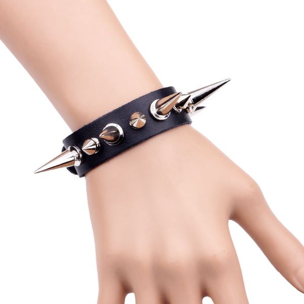 black leather bangles & punk bangles women's new fashion gothic delicate pointed rivet tapered cuff, Golden;silver
black leather bangles & punk bangles women's new fashion gothic delicate pointed rivet tapered cuff, Golden;silver
