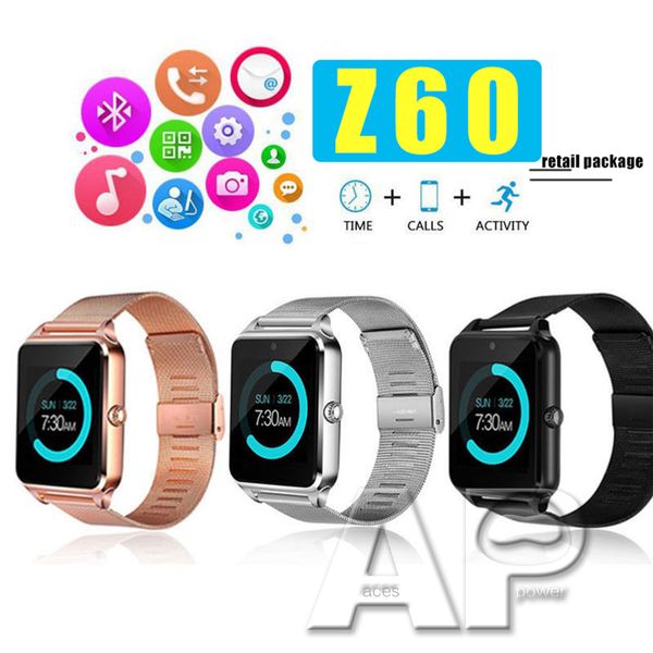 smart watch z60 smartwatches stainless steel wireless smart watches support tf sim card for android with retail packaging
smart watch z60 smartwatches stainless steel wireless smart watches support tf sim card for android with retail packaging