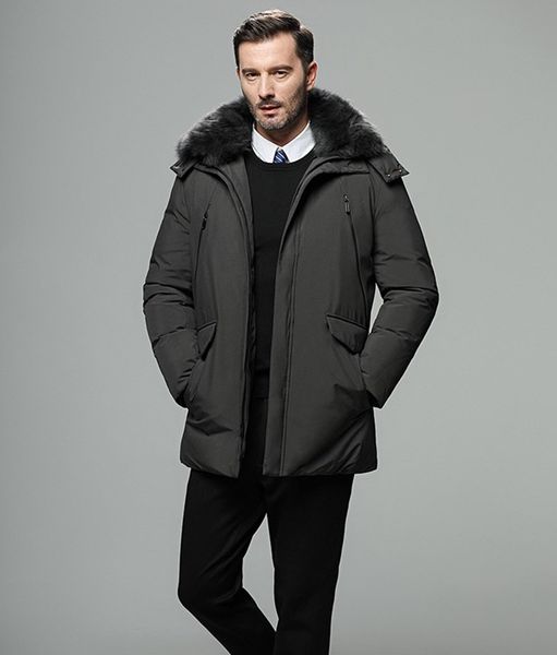 2020 winter designers men down jacket european american trend warm middle-aged elderly fur collar hooded jacket solid color thick coat, Black
2020 winter designers men down jacket european american trend warm middle-aged elderly fur collar hooded jacket solid color thick coat, Black