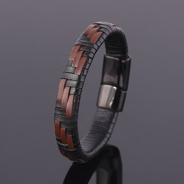 new bracelet fashion men's business woven leather stainless steel custom simple and elegant wrist strap temperament accessories, Golden;silver
new bracelet fashion men's business woven leather stainless steel custom simple and elegant wrist strap temperament accessories, Golden;silver