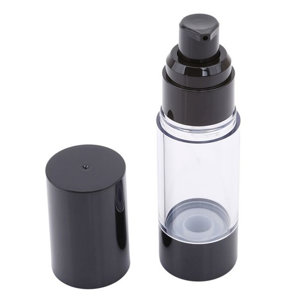 plastic portable airless bottle cosmetic treatment pump travel empty container perfume bottle black cap
plastic portable airless bottle cosmetic treatment pump travel empty container perfume bottle black cap