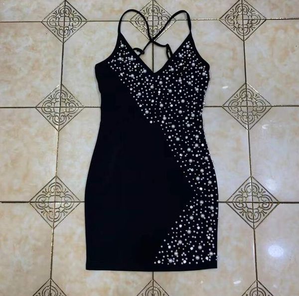 new arrival summer fashion v neck beading pearl black women dress 2020 designer elegant evening party dress vestido, Black;gray
new arrival summer fashion v neck beading pearl black women dress 2020 designer elegant evening party dress vestido, Black;gray