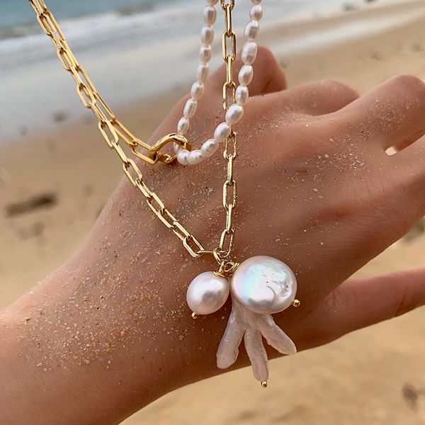 pendant necklaces peri'sbox natural freshwater pearl mix round coin baroque necklace for women gold chain delicate, Silver
pendant necklaces peri'sbox natural freshwater pearl mix round coin baroque necklace for women gold chain delicate, Silver