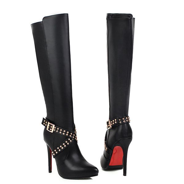 boots rivet knee high women shoes fashion heels black stiletto platform long winter pumps
boots rivet knee high women shoes fashion heels black stiletto platform long winter pumps