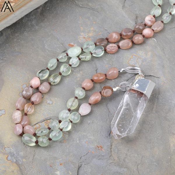 natural white quartz tusk point pendant sun stone prehnites stone nugget chip beads knotted handmade necklace women mala jewelry, Silver
natural white quartz tusk point pendant sun stone prehnites stone nugget chip beads knotted handmade necklace women mala jewelry, Silver