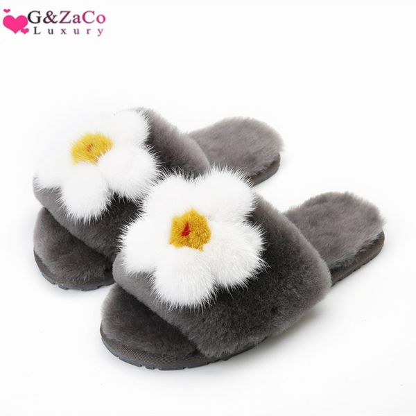 g&zaco luxury winter wool slippers natural sheep fur real fleece flat bottom flower slipper fluffy women's shoes, Black
g&zaco luxury winter wool slippers natural sheep fur real fleece flat bottom flower slipper fluffy women's shoes, Black