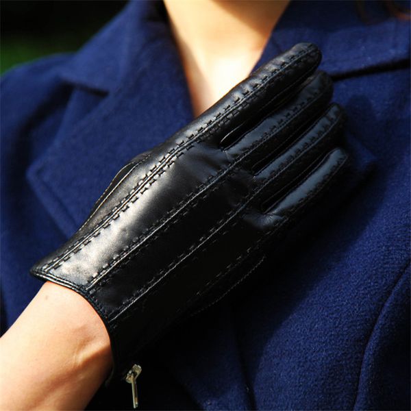 genuine leather gloves female zipper style winter warm velvet lined thicken fashion black sheepskin woman gloves dq111, Blue;gray
genuine leather gloves female zipper style winter warm velvet lined thicken fashion black sheepskin woman gloves dq111, Blue;gray
