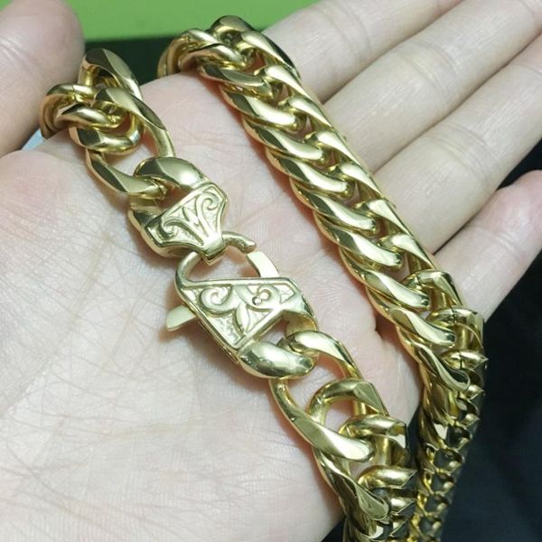 granny chic 13mm/16mm mens chain heavy 316l stainless steel gold(color) cut double curb link rombo necklace wholesale, Silver
granny chic 13mm/16mm mens chain heavy 316l stainless steel gold(color) cut double curb link rombo necklace wholesale, Silver