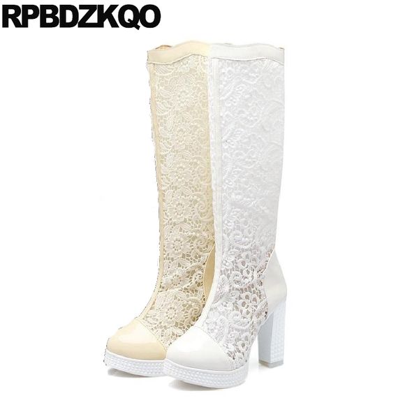 boots fetish big size women patent leather mesh lace white wedding extreme bridal high heel sandals shoes chunky knee 10, Black
boots fetish big size women patent leather mesh lace white wedding extreme bridal high heel sandals shoes chunky knee 10, Black