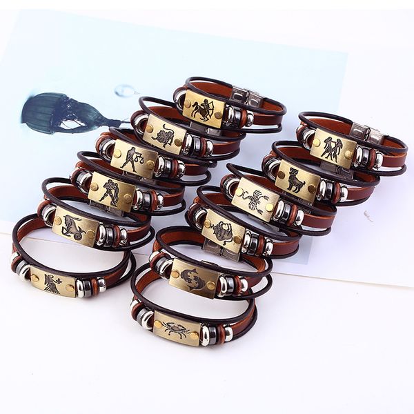 trendy 12 constellation bracelets bangles men multilayer braided leather bracelet jewelry stainless steel buckle, Golden;silver
trendy 12 constellation bracelets bangles men multilayer braided leather bracelet jewelry stainless steel buckle, Golden;silver