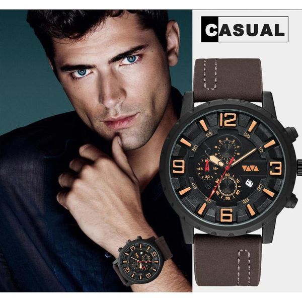fashion sports watch men 2020 new mens watches quartz watch leather waterproof clock relogio masculino, Slivery;brown
fashion sports watch men 2020 new mens watches quartz watch leather waterproof clock relogio masculino, Slivery;brown