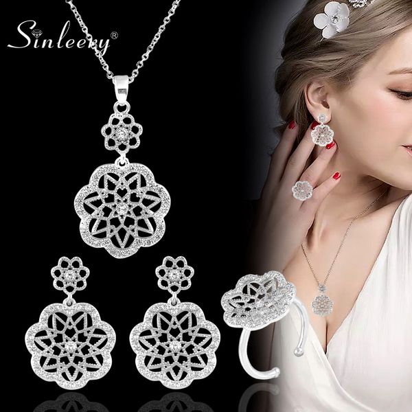 sinleery series jewelry romantic lace hollow flower necklace earring ring set silver color women wedding accessories tz001 ssp
sinleery series jewelry romantic lace hollow flower necklace earring ring set silver color women wedding accessories tz001 ssp