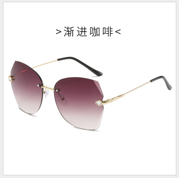 sunglasses for women ladies rimless diamond cutting lens brand designer ocean shades vintage sun glasses, White;black
sunglasses for women ladies rimless diamond cutting lens brand designer ocean shades vintage sun glasses, White;black