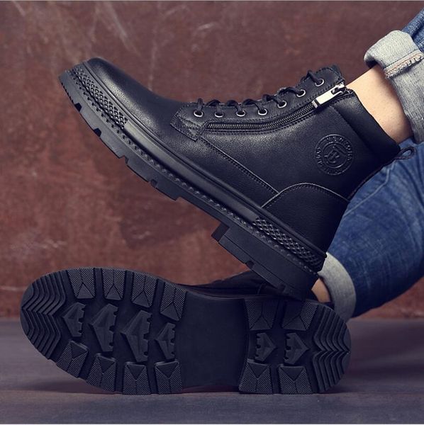 men's lace-up fashion genuine leather martin boots autumn men motorcycle boots winter outdoor tooling shoes ankle sown boots, Black
men's lace-up fashion genuine leather martin boots autumn men motorcycle boots winter outdoor tooling shoes ankle sown boots, Black