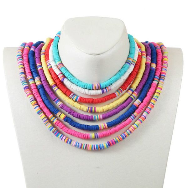 creative beaded necklaces 6mm polymer clay necklace soft pottery choker necklace colorful surfer beads collar handmade femme jewelry gifts, Silver
creative beaded necklaces 6mm polymer clay necklace soft pottery choker necklace colorful surfer beads collar handmade femme jewelry gifts, Silver