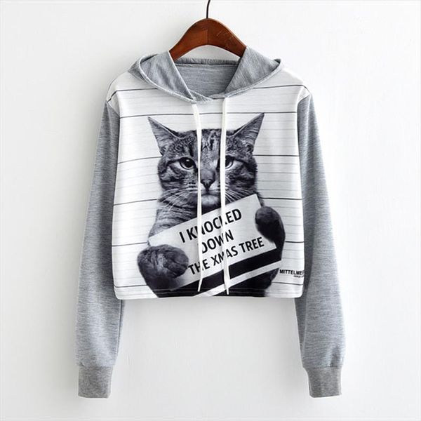 women fashion harajuku hoodies sweatshirt casual long sleeve pullover cute cat print gray crop for autumn winter, Black
women fashion harajuku hoodies sweatshirt casual long sleeve pullover cute cat print gray crop for autumn winter, Black