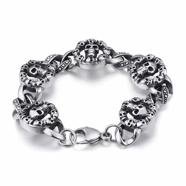charm bracelets stainless steel punk multi lots of skull bracelet for men 22.5cm long gothic chain party jewelry, Golden;silver
charm bracelets stainless steel punk multi lots of skull bracelet for men 22.5cm long gothic chain party jewelry, Golden;silver