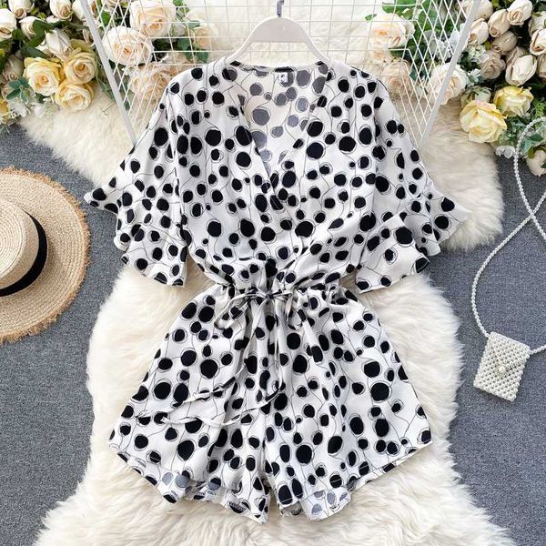 women's jumpsuits & rompers holiday casual style polka dots flare sleeve irregular wide leg short jumpsuit women chic summer bodysuit, Black;white
women's jumpsuits & rompers holiday casual style polka dots flare sleeve irregular wide leg short jumpsuit women chic summer bodysuit, Black;white