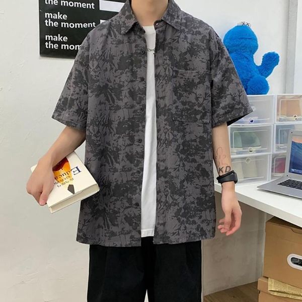men's casual shirts fashion tie-dye short sleeves turn-down collar men loose leisure blouse shirt, White;black
men's casual shirts fashion tie-dye short sleeves turn-down collar men loose leisure blouse shirt, White;black