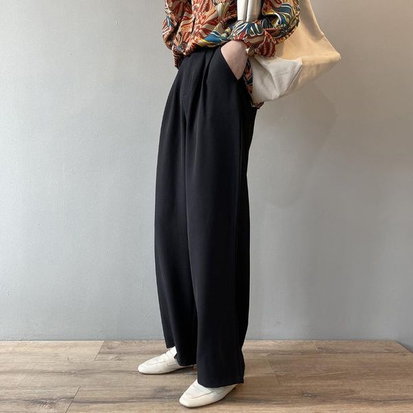 2020 spring wide leg long pure color black style high waist women casual straight pants ants female trousers, Black;white
2020 spring wide leg long pure color black style high waist women casual straight pants ants female trousers, Black;white