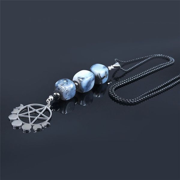 pendant necklaces witchcraft pentagram moon natural stone stainless steel necklace women black color statement jewelry collar ns204, Silver
pendant necklaces witchcraft pentagram moon natural stone stainless steel necklace women black color statement jewelry collar ns204, Silver