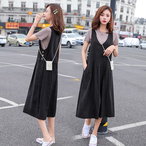 black suspender suspender sling two-piece dress loose 2020 summer popular mori sling skirt slimming casual skirt fashion goswo, Black;gray
black suspender suspender sling two-piece dress loose 2020 summer popular mori sling skirt slimming casual skirt fashion goswo, Black;gray