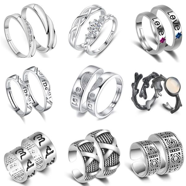 cluster rings 1 set romantic open lover ring couple crystal opal stone for women men gift silver color jewelry 2021, Golden;silver
cluster rings 1 set romantic open lover ring couple crystal opal stone for women men gift silver color jewelry 2021, Golden;silver