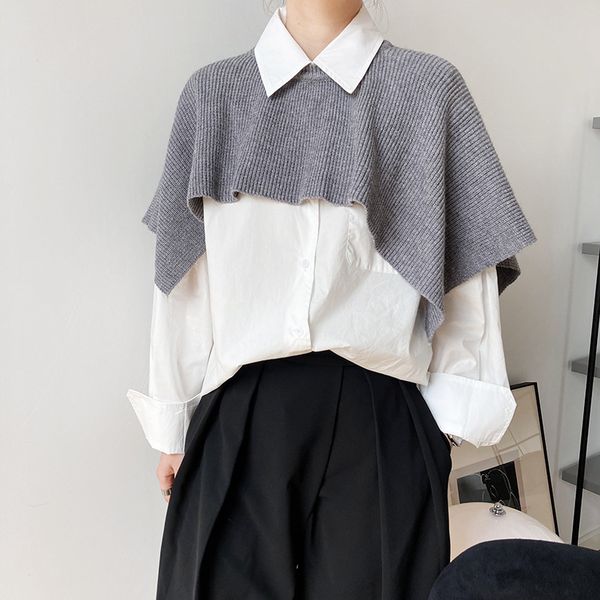 cinessd 2020 autumn winter new woman folded small shawl european and american wind high waist short knitted smock top, Blue;gray
cinessd 2020 autumn winter new woman folded small shawl european and american wind high waist short knitted smock top, Blue;gray