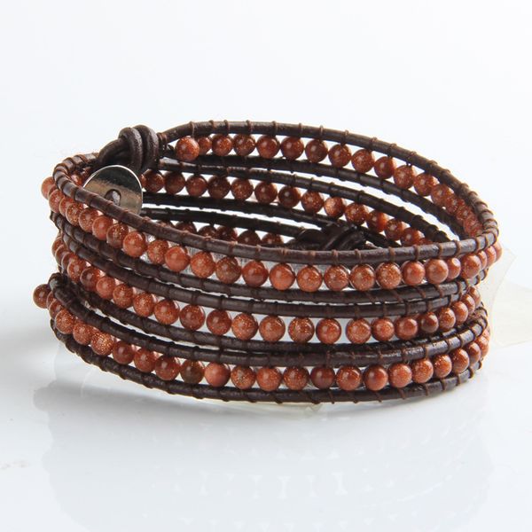 women men round bead bracelet 4mm natural gold sand stone genuine leather charm strand handmade woven wrap bracelet jewelry, Golden;silver
women men round bead bracelet 4mm natural gold sand stone genuine leather charm strand handmade woven wrap bracelet jewelry, Golden;silver