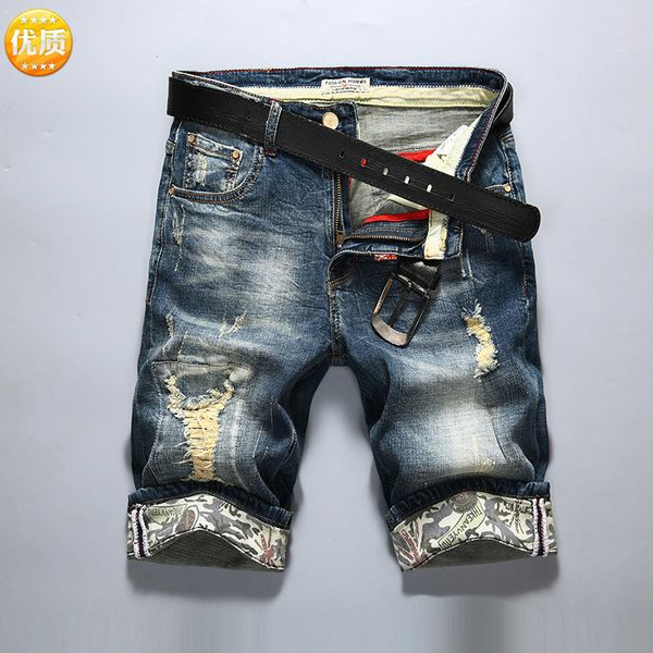 men's jeans cross border denim shorts korean version slim hole fashion 5-point pants summer youth elastic capris, Blue
men's jeans cross border denim shorts korean version slim hole fashion 5-point pants summer youth elastic capris, Blue