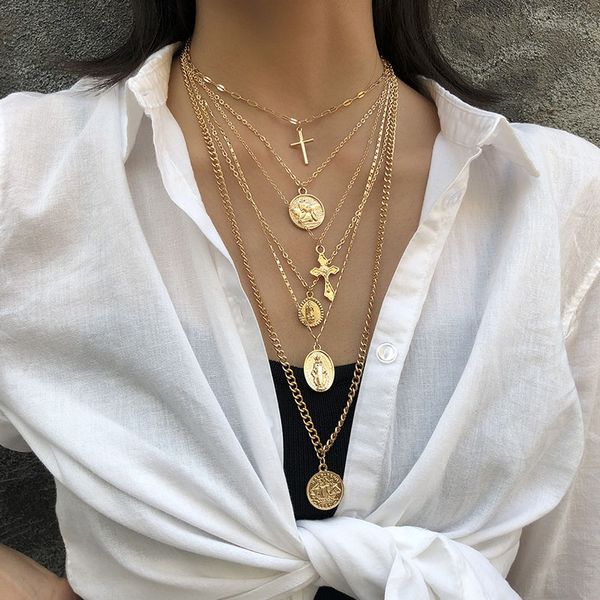 chains 2021 personality creative embossed items retro portrait cross mix multi-layer necklace female, Silver
chains 2021 personality creative embossed items retro portrait cross mix multi-layer necklace female, Silver