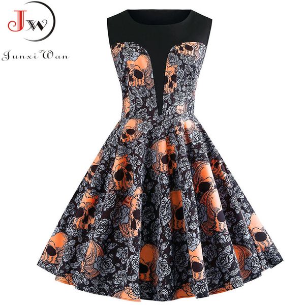 plus size summer dress women print sleeveless casual elegant vintage halloween christmas party dress s~3xl fashion sundress robe, Black;gray
plus size summer dress women print sleeveless casual elegant vintage halloween christmas party dress s~3xl fashion sundress robe, Black;gray