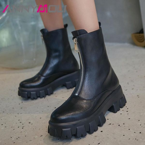 boots annymoli real leather platform high heel mid-calf motorcycle women shoes zip thick heels lady autumn winter 40, Black
boots annymoli real leather platform high heel mid-calf motorcycle women shoes zip thick heels lady autumn winter 40, Black