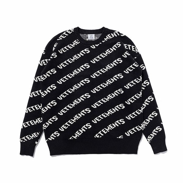 2020 autumn winter europe france vetements allover logo sweater fashion casual men women loose woolen sweater streetwear, White;black
2020 autumn winter europe france vetements allover logo sweater fashion casual men women loose woolen sweater streetwear, White;black