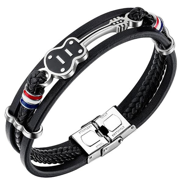 charm bracelets personality men's titanium steel musical instrument leather hip hop bracelet&bangles, Golden;silver
charm bracelets personality men's titanium steel musical instrument leather hip hop bracelet&bangles, Golden;silver