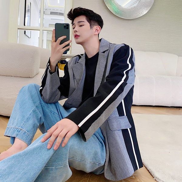 men's suits & blazers 2021 spring and autumn youth loose contrast color plaid stitching single button suit fashion casual top, White;black
men's suits & blazers 2021 spring and autumn youth loose contrast color plaid stitching single button suit fashion casual top, White;black