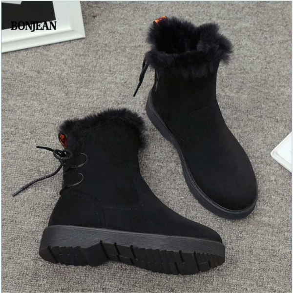 boots bonjean women's winter with velvety thick soles for casual mid-range fashionable rear lace-up shoes, Black
boots bonjean women's winter with velvety thick soles for casual mid-range fashionable rear lace-up shoes, Black