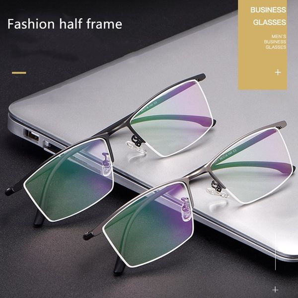 men's half-frame spectacle frame ultra light large frame simple metal flexible plastic steel temple optical spectacle frame96071, Black
men's half-frame spectacle frame ultra light large frame simple metal flexible plastic steel temple optical spectacle frame96071, Black