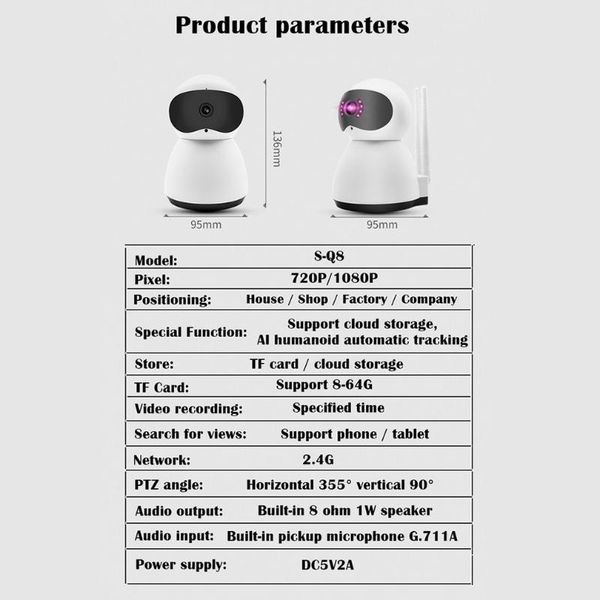 s-q8 smart wireless wifi hd night vision mobile phone remote camera cctv home security camera video surveillance cloud
s-q8 smart wireless wifi hd night vision mobile phone remote camera cctv home security camera video surveillance cloud
