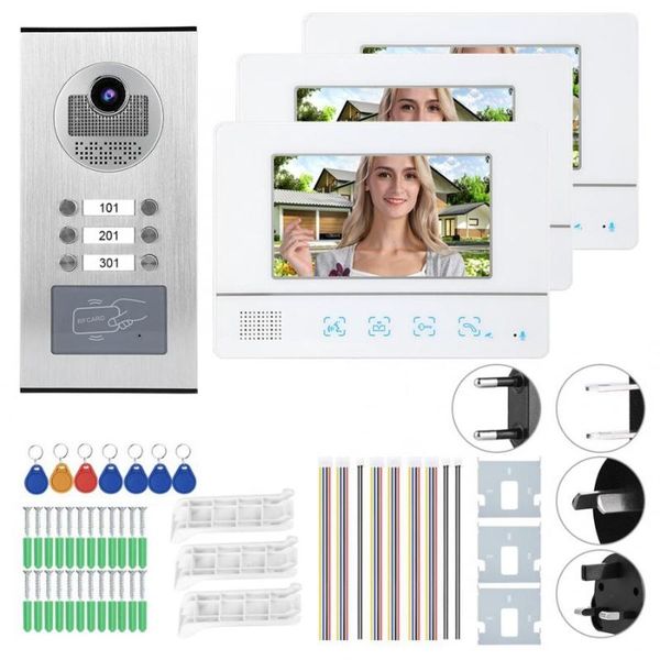 doorbells 7in tft 3 monitors ir-cut video intercom home access system doorphone with 100-240v
doorbells 7in tft 3 monitors ir-cut video intercom home access system doorphone with 100-240v